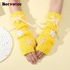Botvotee Sleeves for Women Y2k Accessories Sweet Pink Bow Half Finger Free Shipping Arm Warmers Preppy Style Fingerless Gloves
