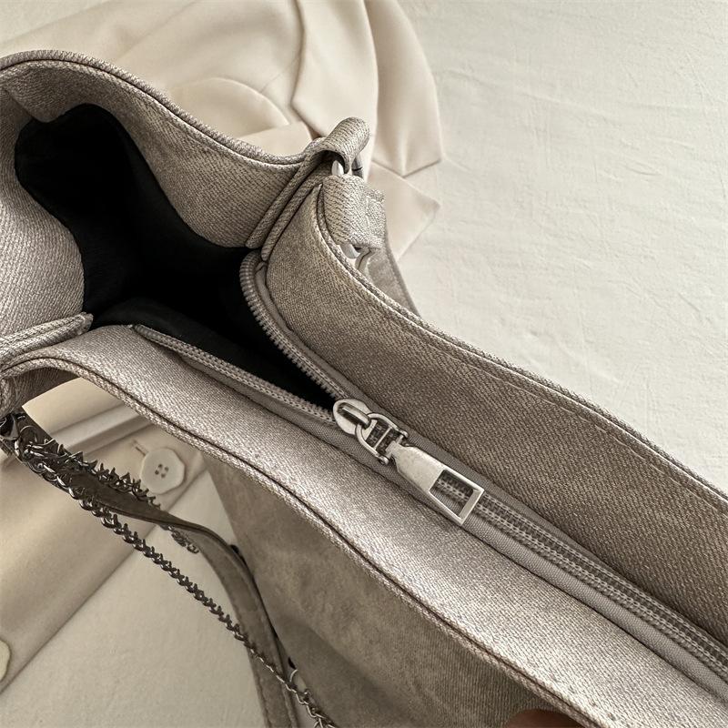 Large capacity bag women's 2025 new trendy class college student shoulder bag texture chain women's commuter tote bag