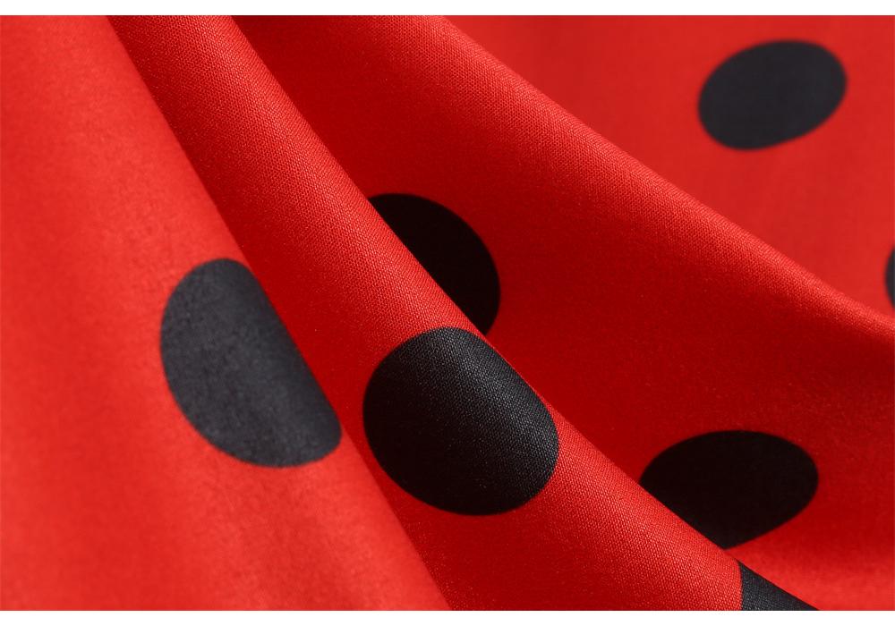 2022 Retro Polka Dot Doll Collar Short Sleeve Party Dress