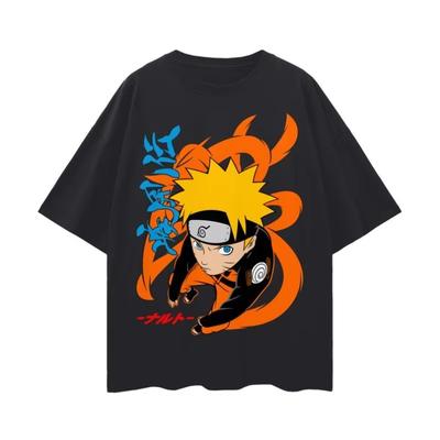 Cotton Bandai Licensed and Popularly Sold Anime Naruto NineTailed Naruto Print Comfortable Casual Shortsleeved Shirt