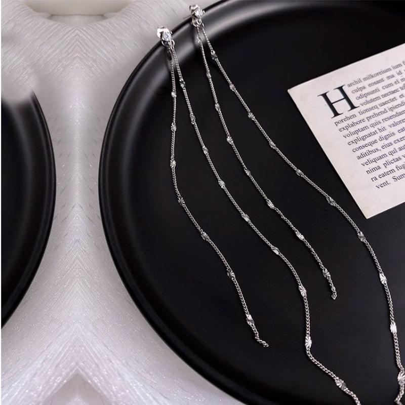 925 Silber Lange Quastenohrringe für Damen Eleganter Feinschmuck Partygeschenke Trendige Accessoires