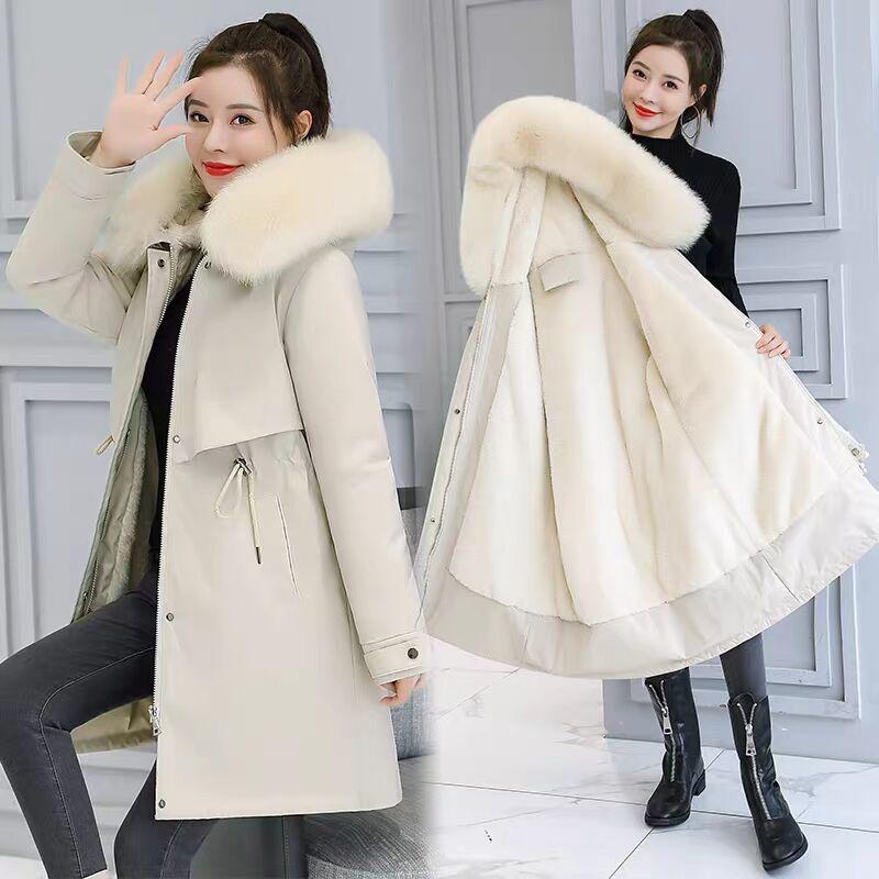 Doublure de fourrure d'hiver veste chaude femme nouvelle mode manteau femmes manteau d'hiver ceinture femmes Parka chaud à capuche veste d'hiver femmes