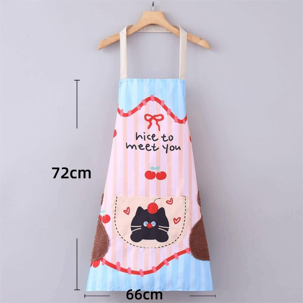 Cartoon Cat Pattern Kitchen Aprons Household Waterproof Cooking Baking Aprons Cleaning Tool Antifouling Work Apron Coffee House