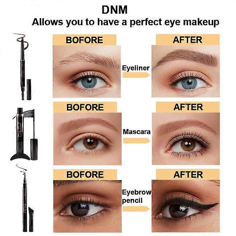 DNM 3-teiliges Augen-Set 7 Farben Langanhaltend Wasserdicht Eyeliner Mascara Augenbrauenstift Set Make-up Kit Mode Kosmetik Schönheitswerkzeuge