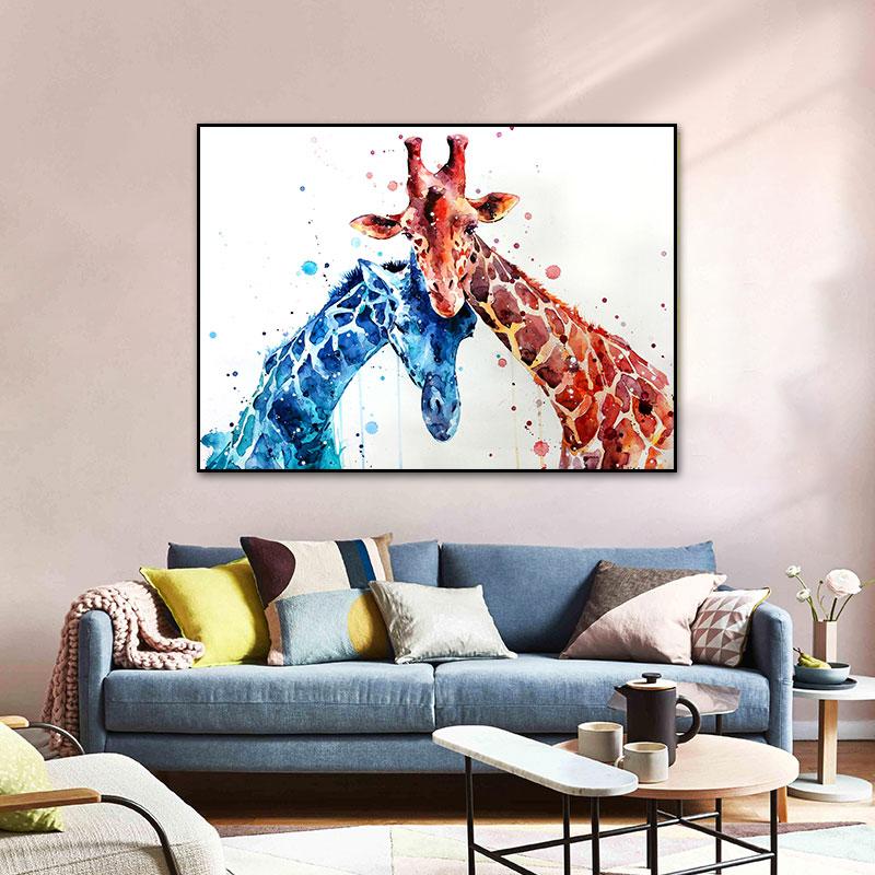 Buy Giraffe Personality Living Room Decoration Oil Painting Animal ...