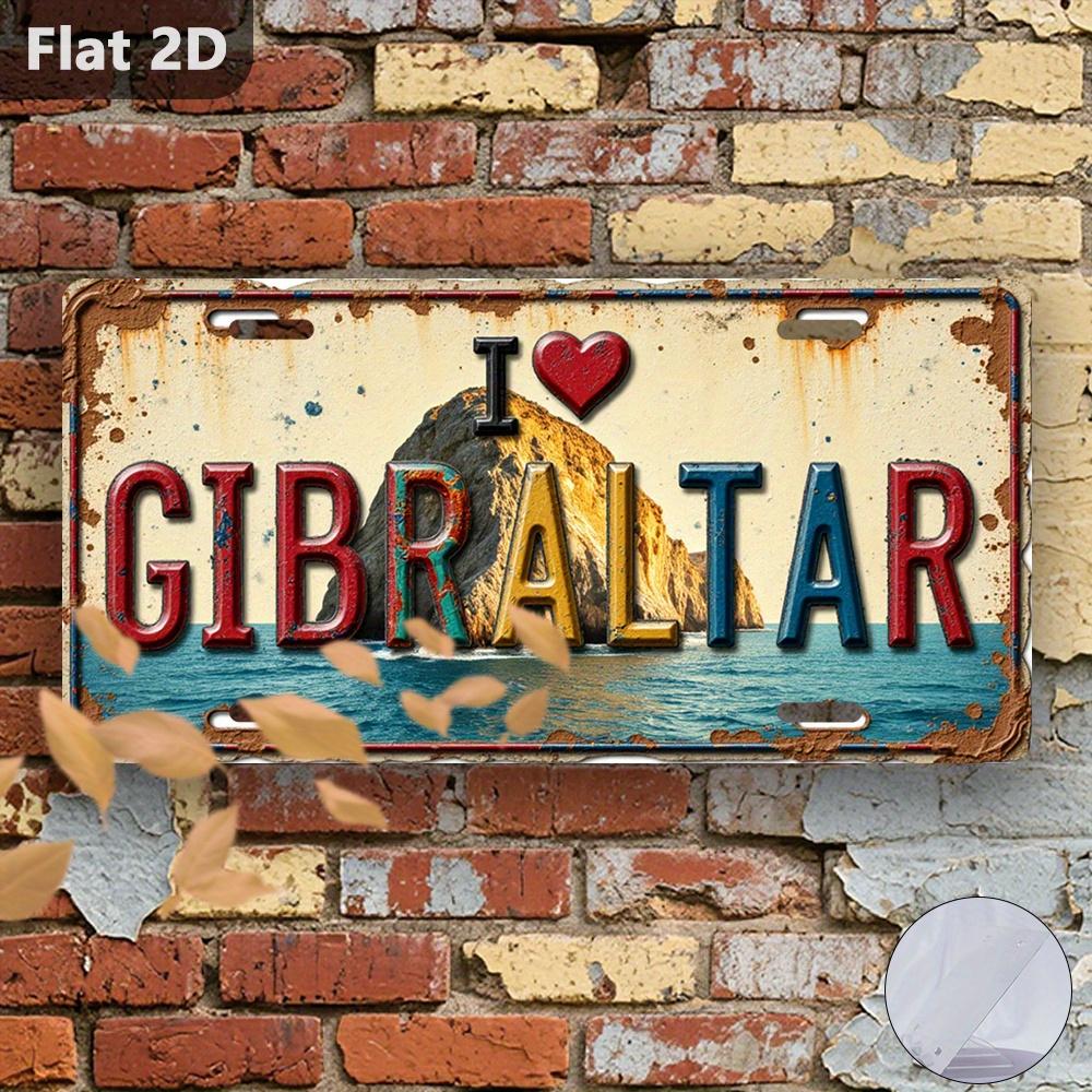 

D Flat pc Vintage Tin Sign Decorative Plaque Statues (cm X cm) Gibraltar Sign Gibraltar Pieces Retro Metal 15x30cm(5.9x7.8inch)
