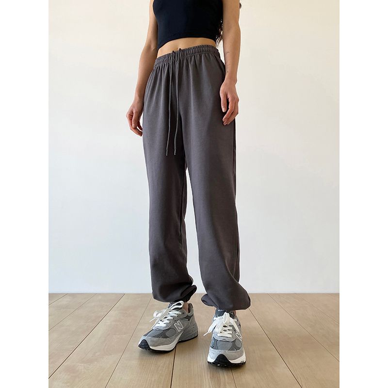 

Swagal Женская одежда Модный стиль Высокая талия Угольно-серый Свободный Прямой Луч Женский Хип-хоп Спорт Повседневный Длинные Спортивные Штаны Grey S