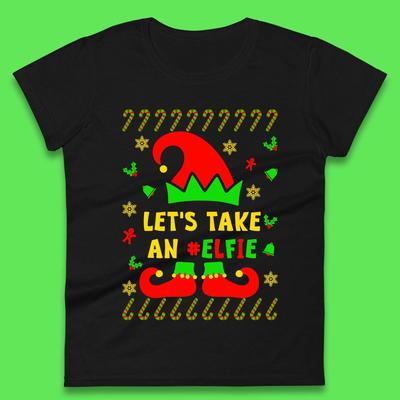 Let's Take An Elfie Christmas Ladies T-Shirt Mens Tops Tees Unisex
