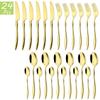 24Pcs/Set Knife Fork Tea Spoon Tableware Vintage Dinnerware 304 Stainless Steel Cutlery Set Party Kitchen Silverware Flatware Set