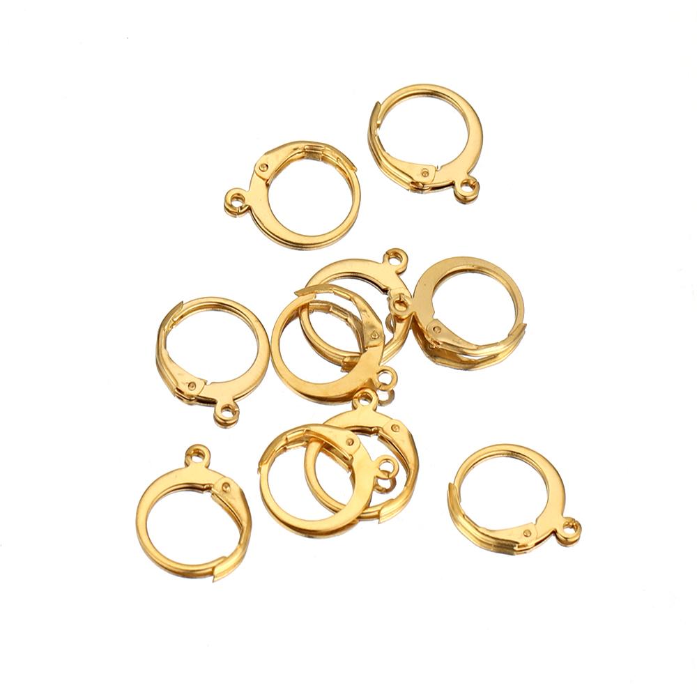 20pcs Gold Color Stainless Steel Round Leverback Earwire Hoop Earrings Findings DIY Women Earrings Connector Jewelry Making