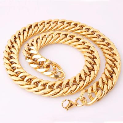 Çok Boyutlu Altın Titanyum Çelik Zincir Kolye ve Bileklik Seti (50-60cm, 18-21cm)