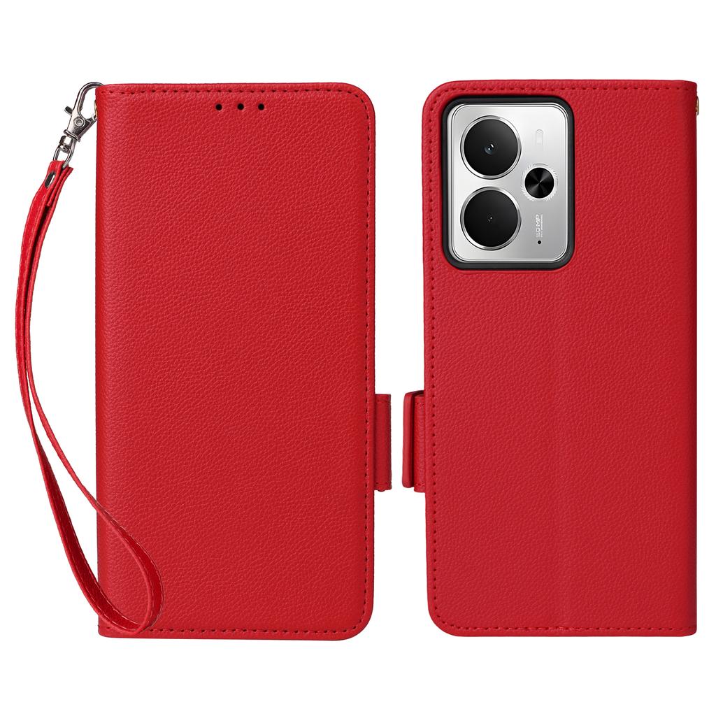 For Realme 14T 5G/14 5G Case with Wrist Strap Litchi Texture PU Leather Wallet Phone Cover