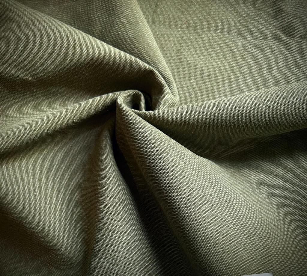 Washed Water Solid Canvas Handmade Canvas, Washable, Colorfast, Thick, Fabric, Cotton, Crafts, (Military, 5m)