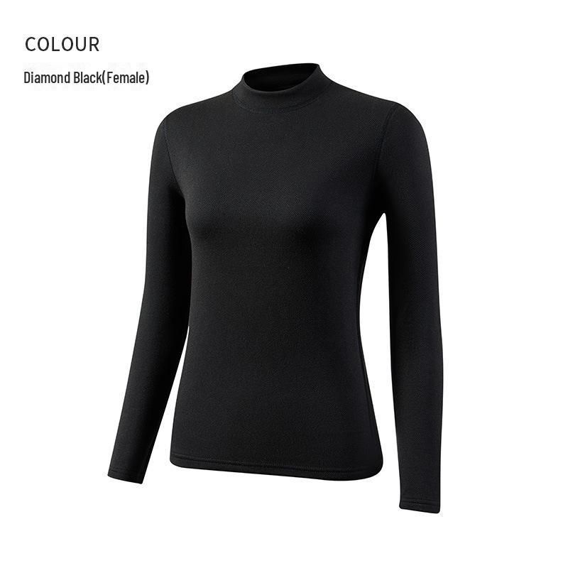 Unisex White Long-Sleeve Thermal Top - Korean Style Half Turtleneck for Autumn/Winter