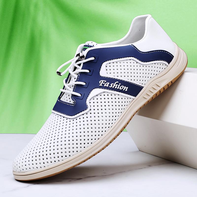 Fashion High Quality Leather Casual Office Shoe Hollow Out Breathable Outdoor Walking Sneakers Summer Handmade Loafers Soft Driving Shoe
