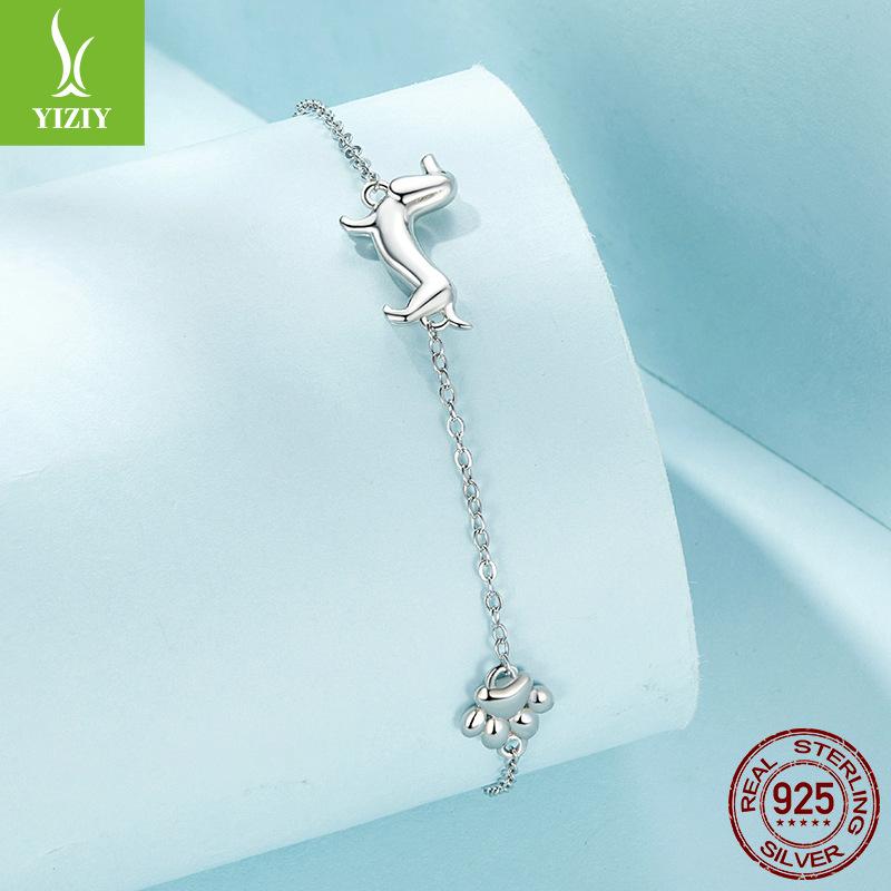 Dachshund Dog Bracelet Female Simple Cute Animal Puppy Cat S925 Sterling Silver Bracelet