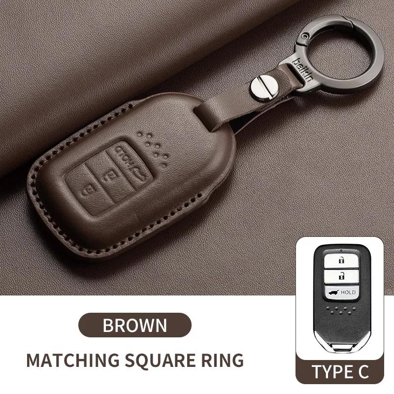 For Honda Civic 11th 2022 for Honda Civic Accord HR-V CR-V 2023 Key Fob Shell Accessories Leather Car Folding Key Cover Case