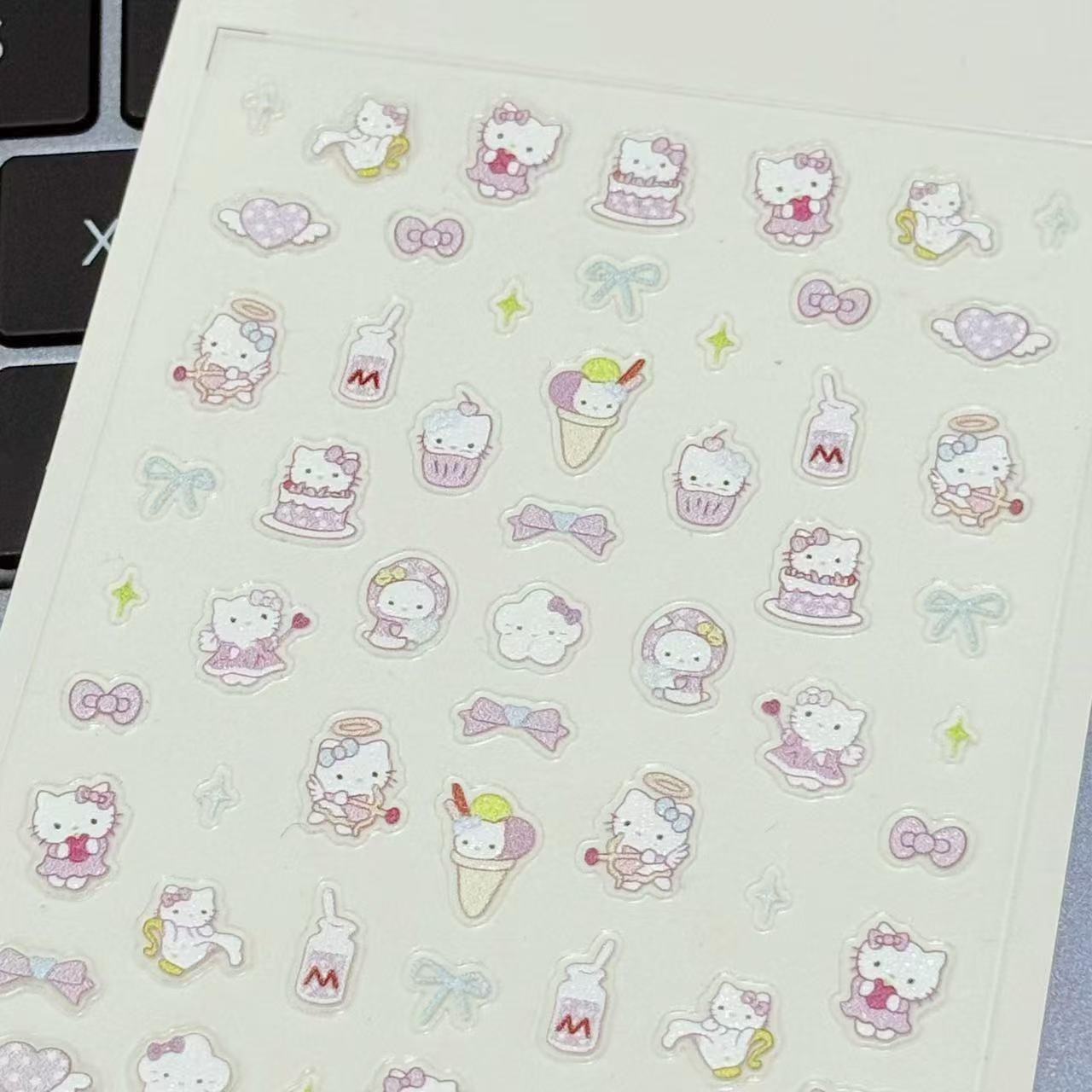 

3D рельефные наклейки для ногтей Hello Kitty для чашки и камеры - Милый мультяшный дизайн