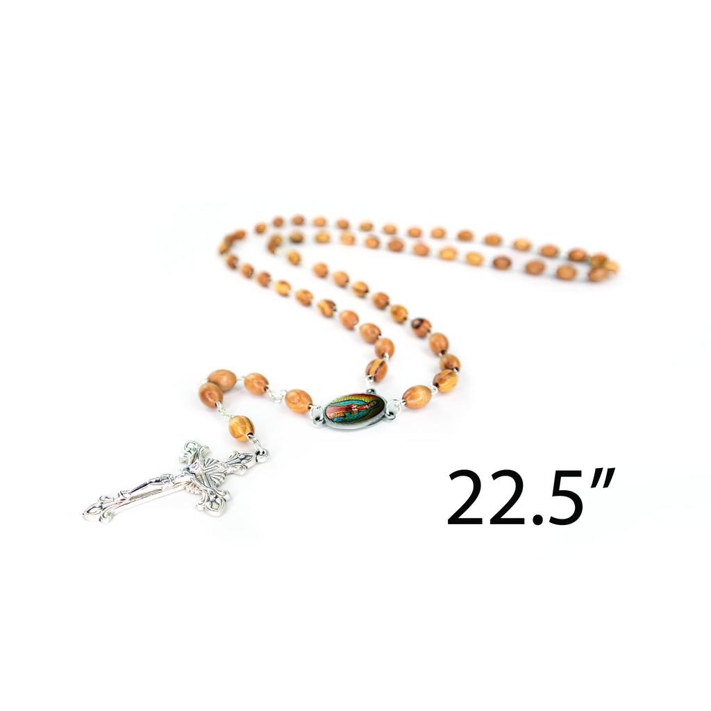 TREE OF LIFE REV. 22:14 Israeli Wooden Catholic Rosary Necklace, Olive Wood Rosary Beads, Icon Portrait & Crucifix Pendant, Confirmation and