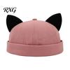 Leichter Modehut für Damen, Kappenhut ohne Schirm mit Katzenohren, Niedrige Schiebermütze, Verstellbare Skullcap, Stilvolle Unisex-Kappe für den täglichen Gebrauch, Schiffermütze