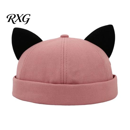 Leichter Modehut für Damen, Kappenhut ohne Schirm mit Katzenohren, Niedrige Schiebermütze, Verstellbare Skullcap, Stilvolle Unisex-Kappe für den täglichen Gebrauch, Schiffermütze