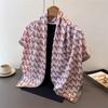 Classic Retro Presbyopia Satin Imitation Silk Printing Large Square Scarf Silk Scarf Shawl Headscarf Neck Protection Scarf