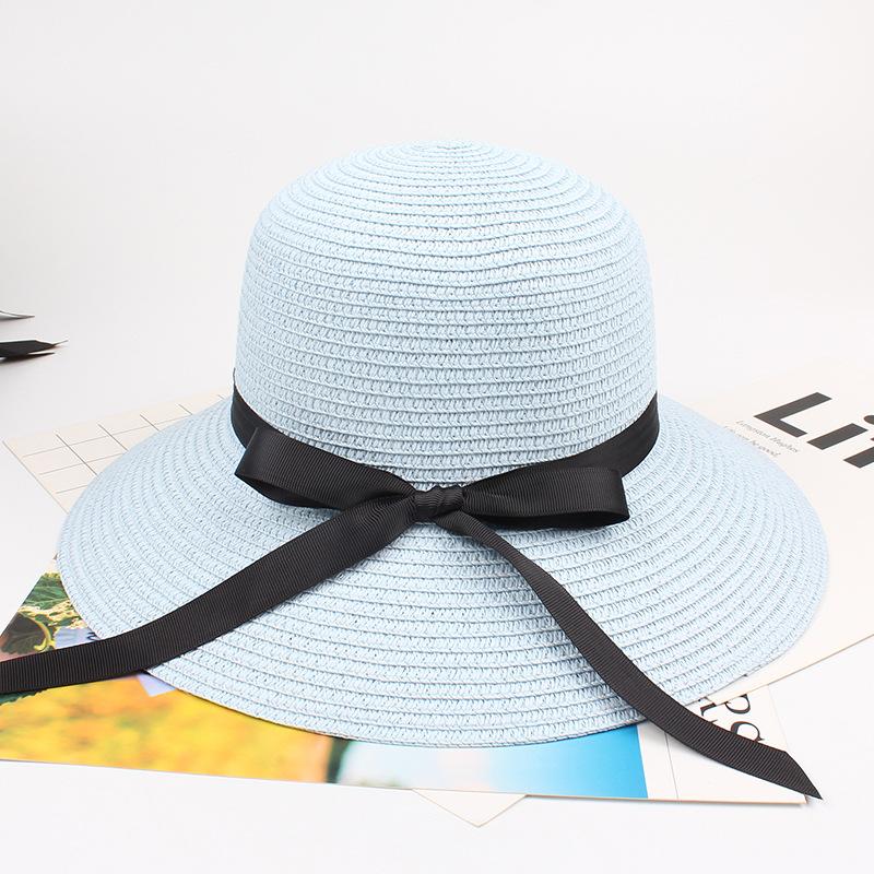 Summer Ladies Female Holiday Beach Visor Cap Outdoor Women Casual Foldable Ribbon Straw Hat Sun Hats