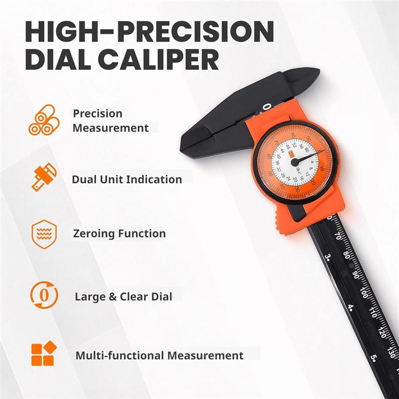 A25F-Dial Caliper Dual Reading-Precision Caliper High-Precision Dial Indicator 0-150MM