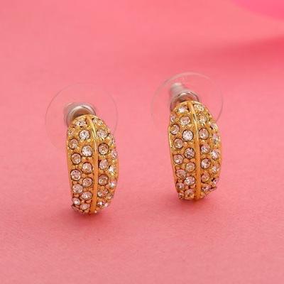 24k Gold Candy Earrings with White Crystals