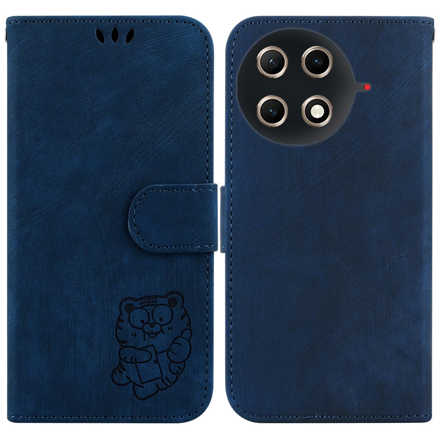 

Для TECNO Camon 30S 4G/30S Pro 4G Чехол-кошелек Кожаный противоударный чехол для телефона с тиснением тигра и ремешком на запястье Dark Green