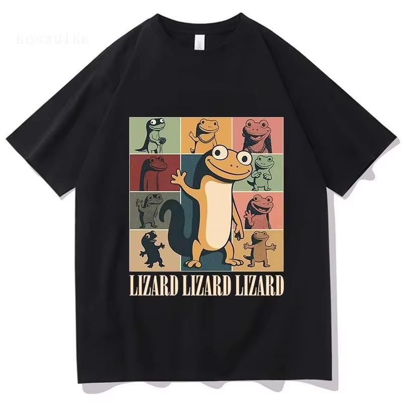 

2026 Sumemr Fashion Lizard Meme Cartoon Graphic T-shirt Cotton T Shirt Casual Funny Printing T Shirt Casual Men s Clothing Te... 5XL різнокольоровий