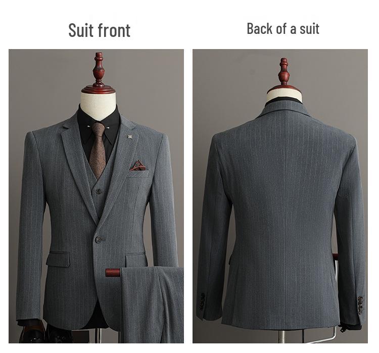 Men's Striped Slim Fit Plus Size Business Casual Suit Set SJT9961-P285