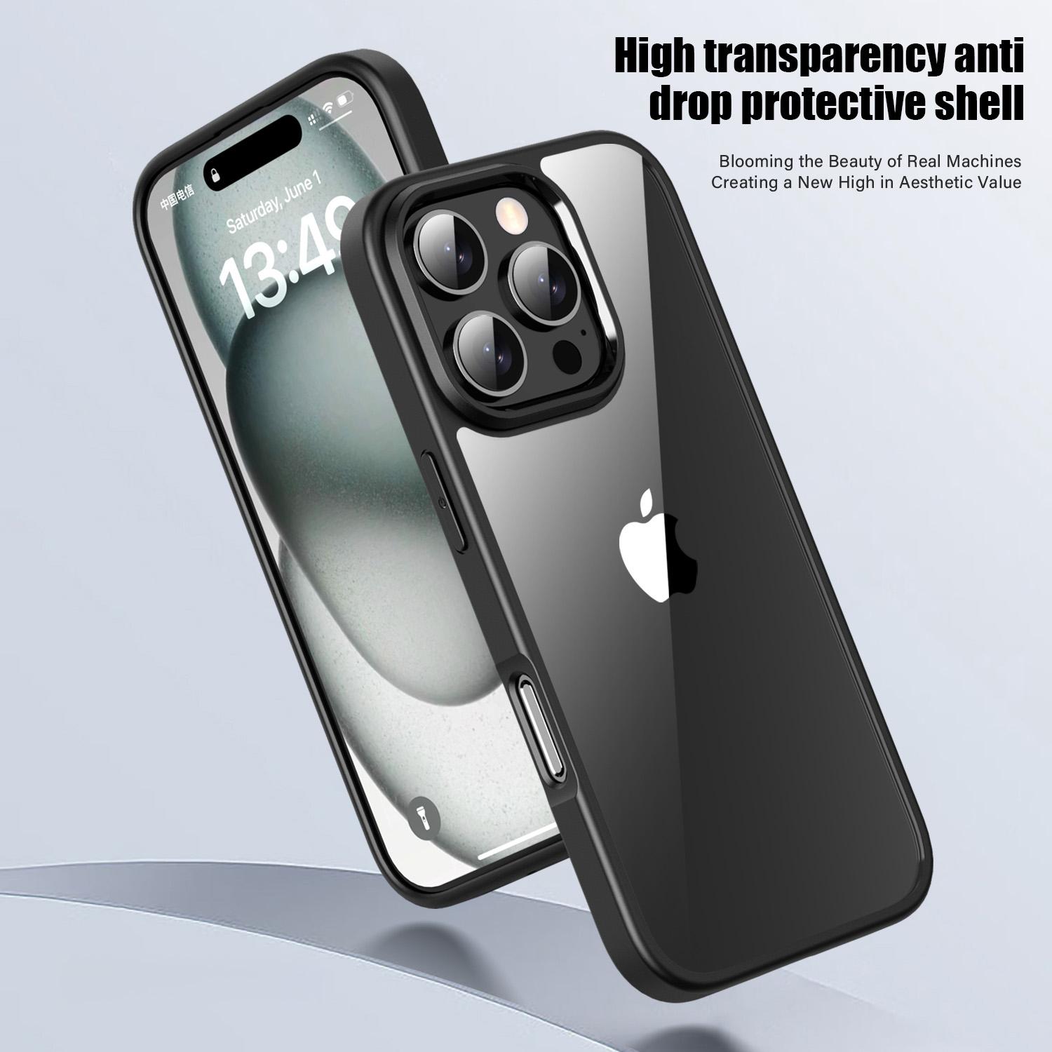 

IPAKY For iPhone 16 Pro Clear Phone Case TPU+PC Anti-fingerprint Back Cover Grey