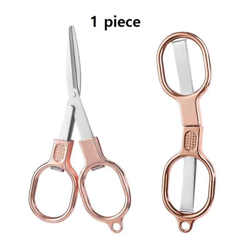 1 Piece Mini Stainless Steel Folding Scissors Multi-Functional Pocket Knife with Metal Handle for Travel Office Use