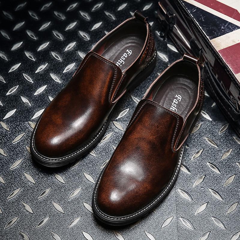 Handmade Leather Mens Oxford Shoes Casual Comfortable Male Loafers Slip On Business Shoes Hot Sale Genuine Leather Walking Flats