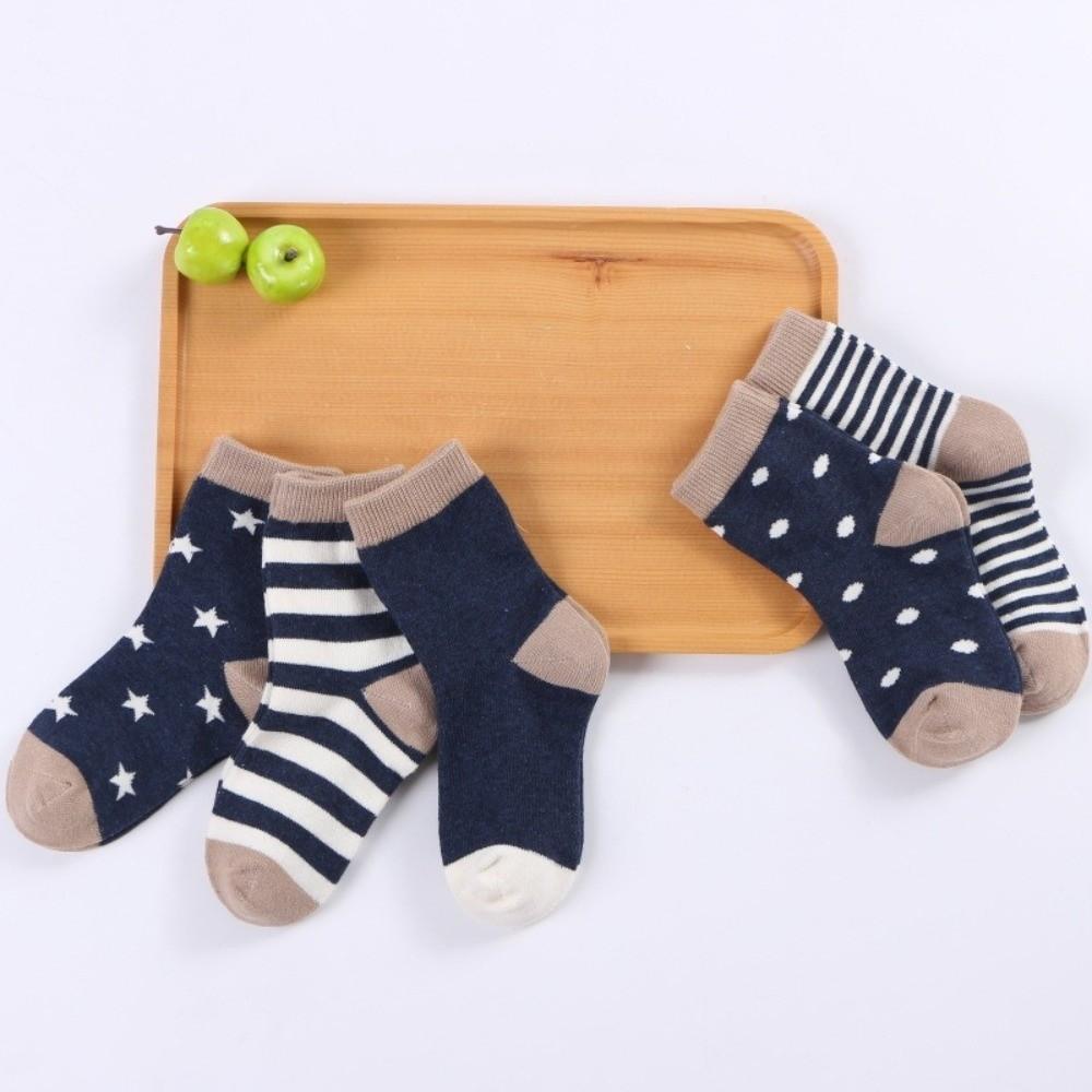 5 Pairs Soft Cotton Girls Boys Socks Autumn Winter Mid-calf Socks Floor Stockings for 0-5 Years
