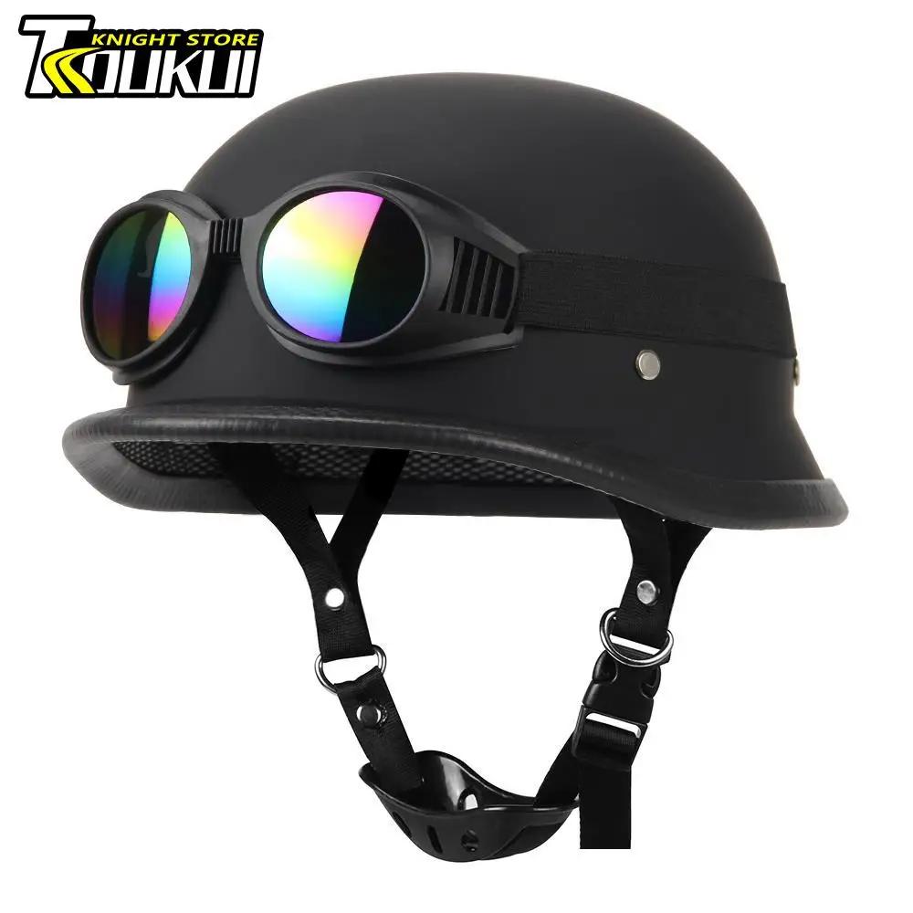 German Vintage Motorbike Helmet DOT Certification Half Helmet Retro Motorcycle Helmet Fashion Capacete De Moto Men Women
