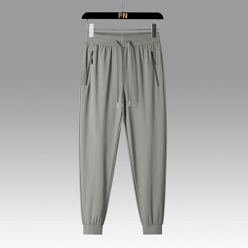 Summer Ice Silk Men's Breathable Casual Pants Men's Thin, Quick Drying, High Elasticity Straight Leg Pants Plus Large Sports Pants
