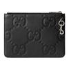 Gucci Double G Logo Zippered Grain Leather Clutch Large Men clutch Black 821102-AABY0-1000
