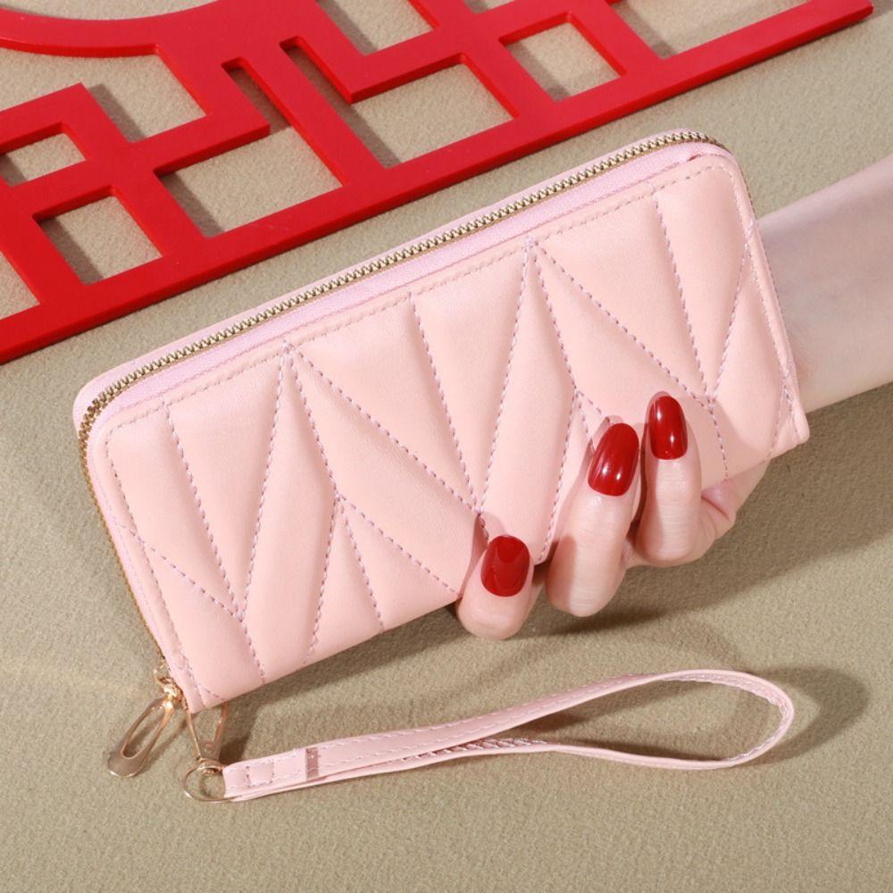 Solid Color Lady Wallet Long Quilted Clutch Bag Fashion Women's Wallet  Card Holder