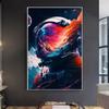 Neon Astronaut In Space Wild Flame Fantasy Landscape Canvas Paintings Wall Art Posters and Prints Living Room Home Decor Picture