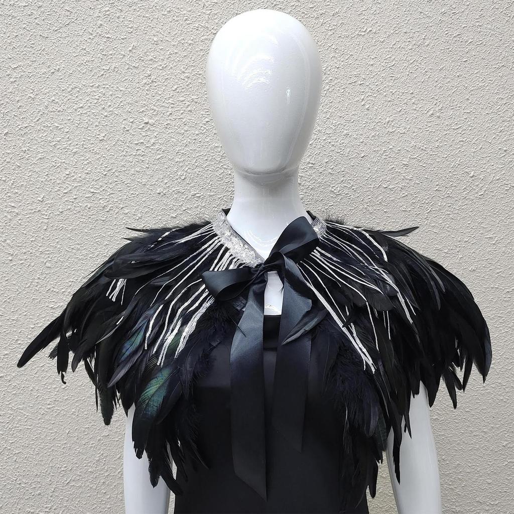 Gothic Feather Shawl Stage Makeup Ball Costume Accessories