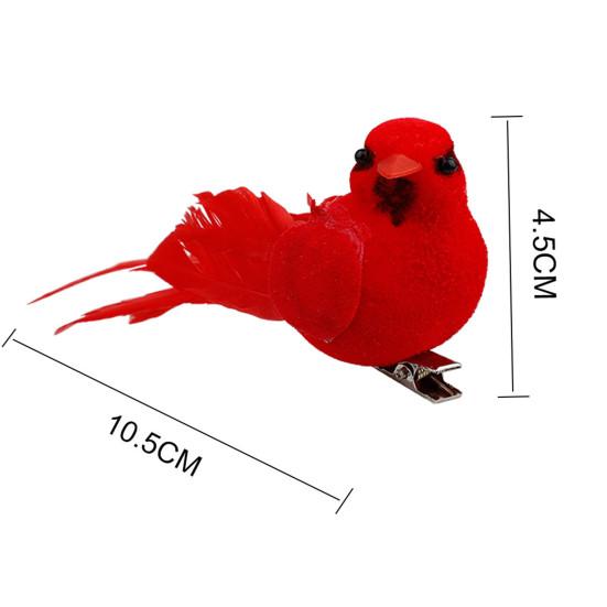10Pcs Artificial Red Christmas Lucky Birds DIY Xmas Tree Pendant Decoration Gift