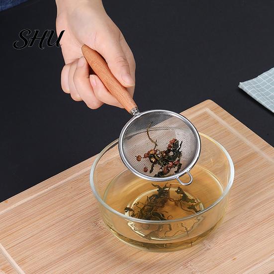 Manual Noodle Scoop Flour Sieve Anti-Slip Fine Mesh Comfortable Grip Stainless Steel Multi-function Strainer Heat Insulation Juice Filter Oil