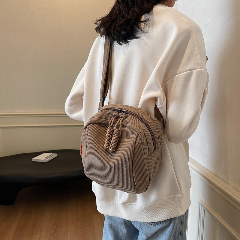 Large capacity corduroy shell bag fashionable thickened shoulder bag women's bag casual versatile messenger bag