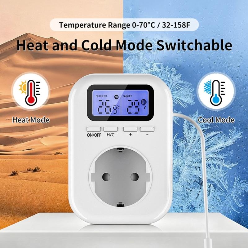 Intelligent WiFi Outlet With Temperature Controls & Timer Function Heavy Duty 15A 2500W for Aquariums Reptiles Tank Heaters Fan
