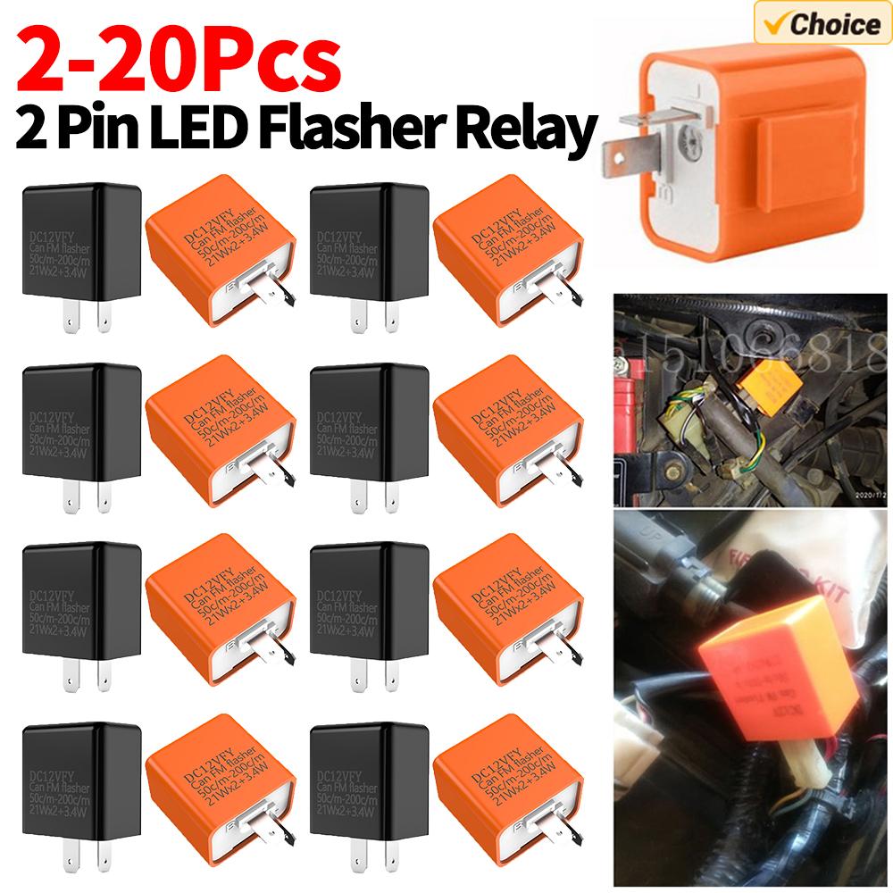 20-2Pcs Fix Motorcycle Flasher High Power DV 12V Relay Adjustable Motorbike Flasher Multiple Protection LED Turn Indicator