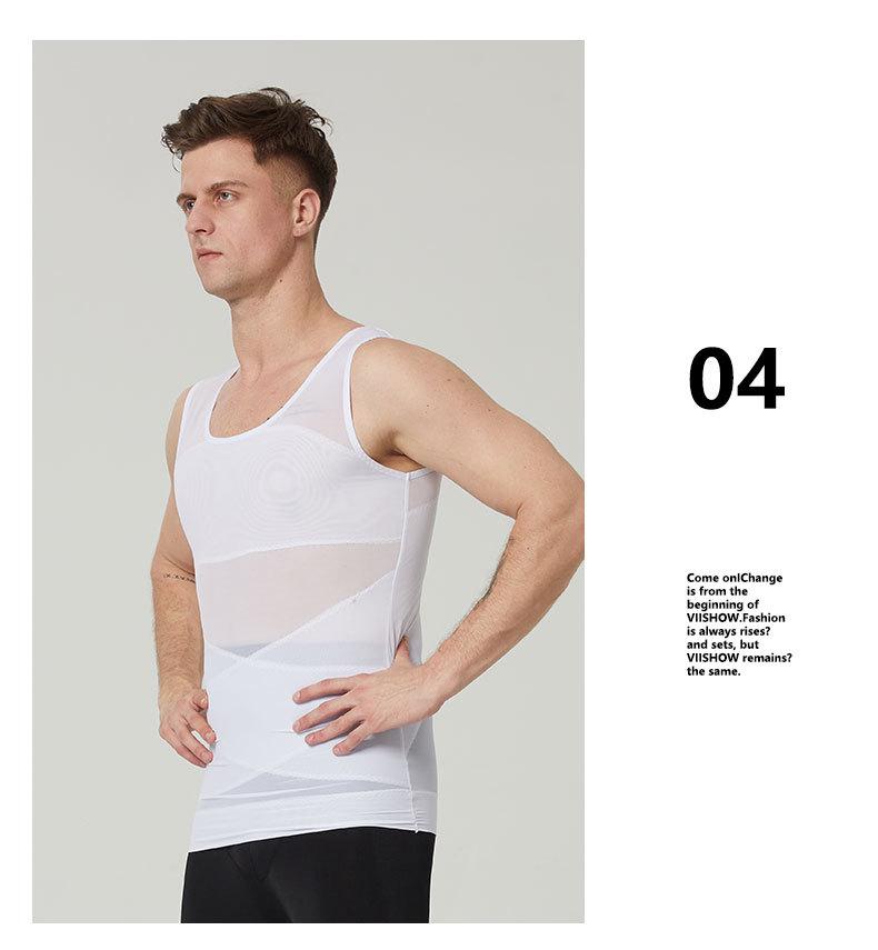 Men's Tummy Control Shaping Vest - Breathable Mesh Bodysuit with Bust and Tummy Support.