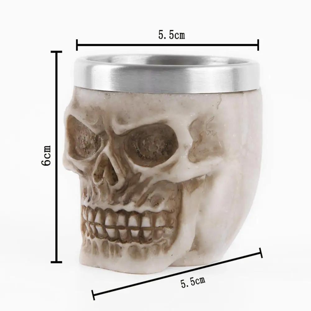 Cană de bere cu craniu din rășină, ceașcă de cafea din oțel inoxidabil 3D, cești de vin, ceai, pub, bar, băuturi, cană cu apă, ceașcă de cafea, cadou pentru decorarea casei
