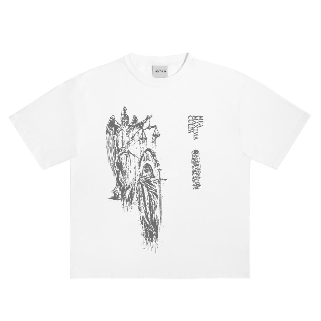 Harajuku Oversized Streetwear Herrenbekleidung Mea Maxima Culpa Atrium Grafikdruck T-Shirt Punk Hip Hop Kurzarm Top Goth Y2k